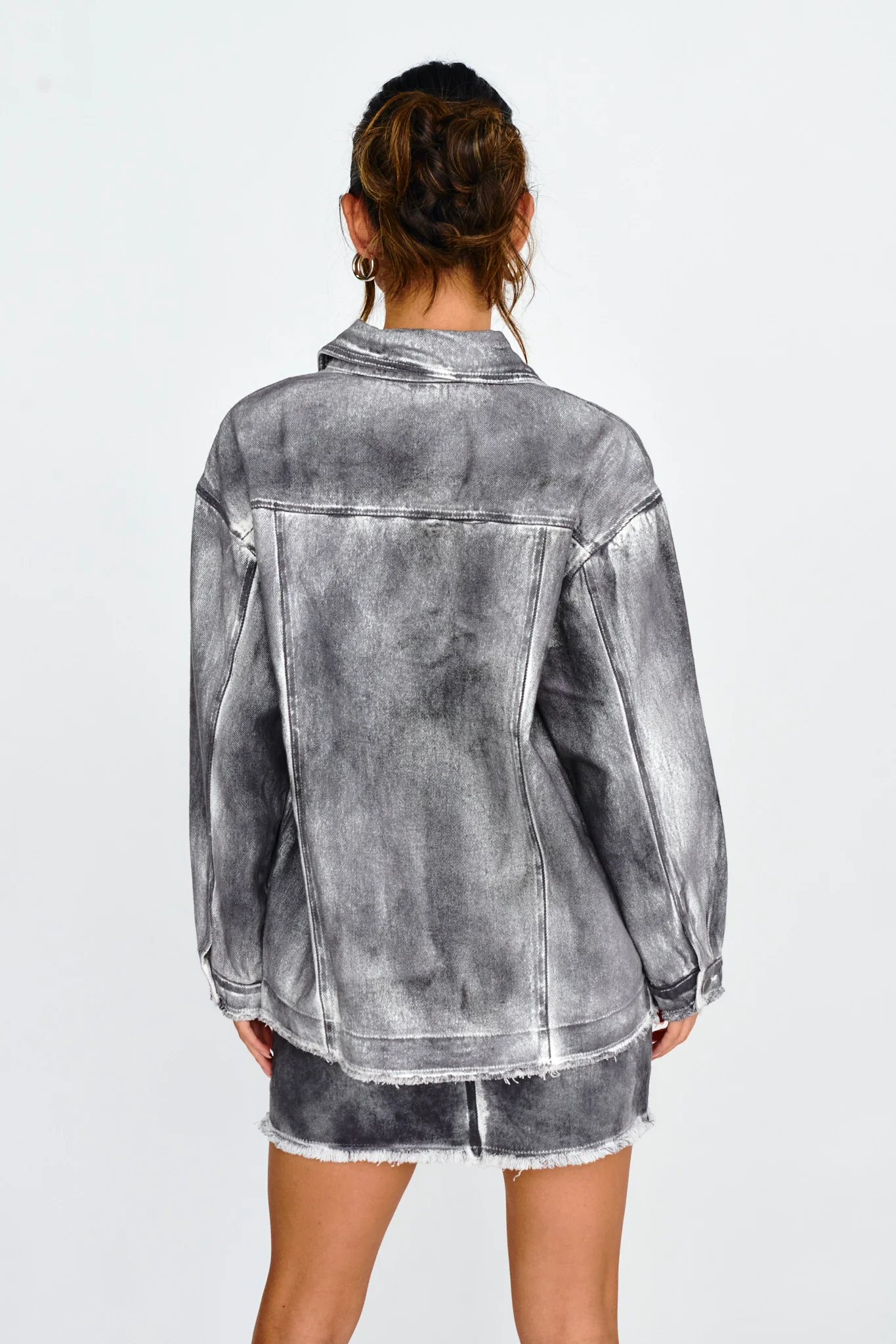 Decoy Distressed Jean Jacket Black/White - Sonourner