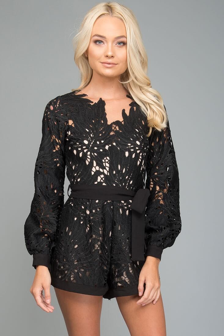 Hadley Fancy Cutout Romper Black - Sonourner