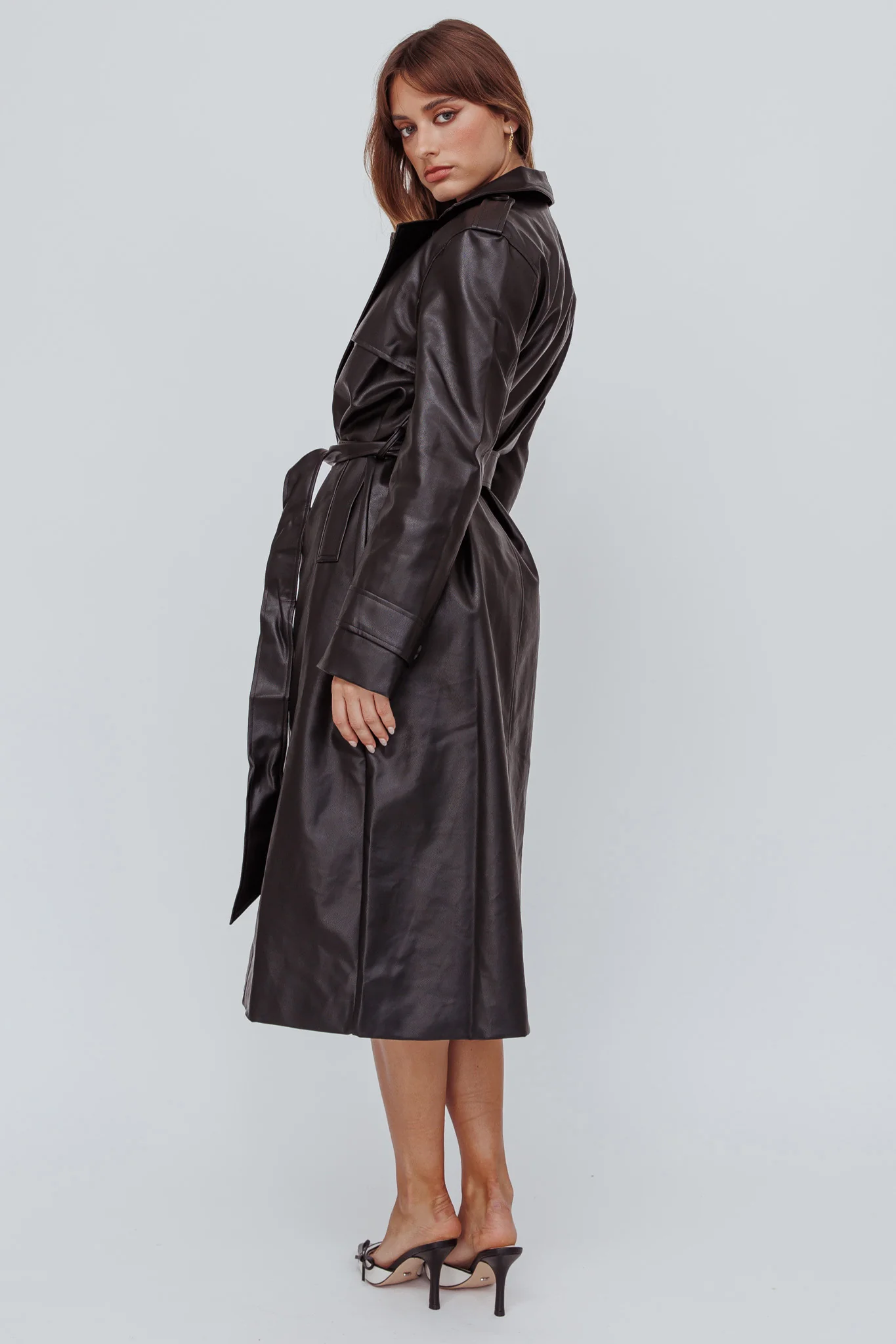 Zen Faux Leather Trench Coat Black - Sonourner