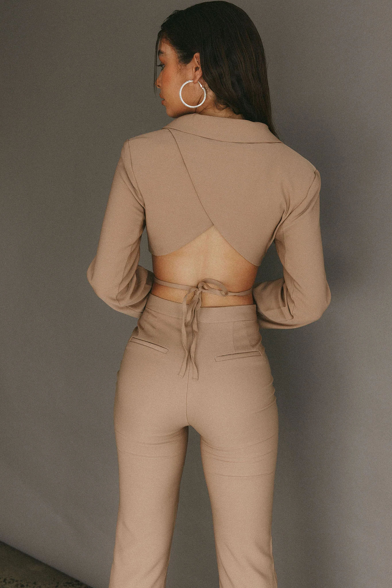 Confessions Crop Tied Blazer Camel - Sonourner