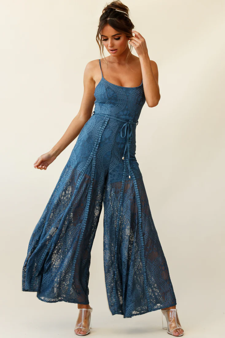 Palm Springs Lace Jumpsuit Midnight Blue - Sonourner