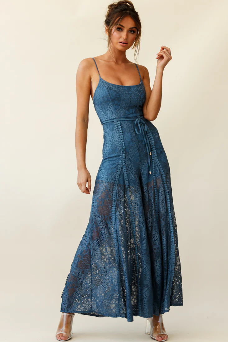 Palm Springs Lace Jumpsuit Midnight Blue - Sonourner