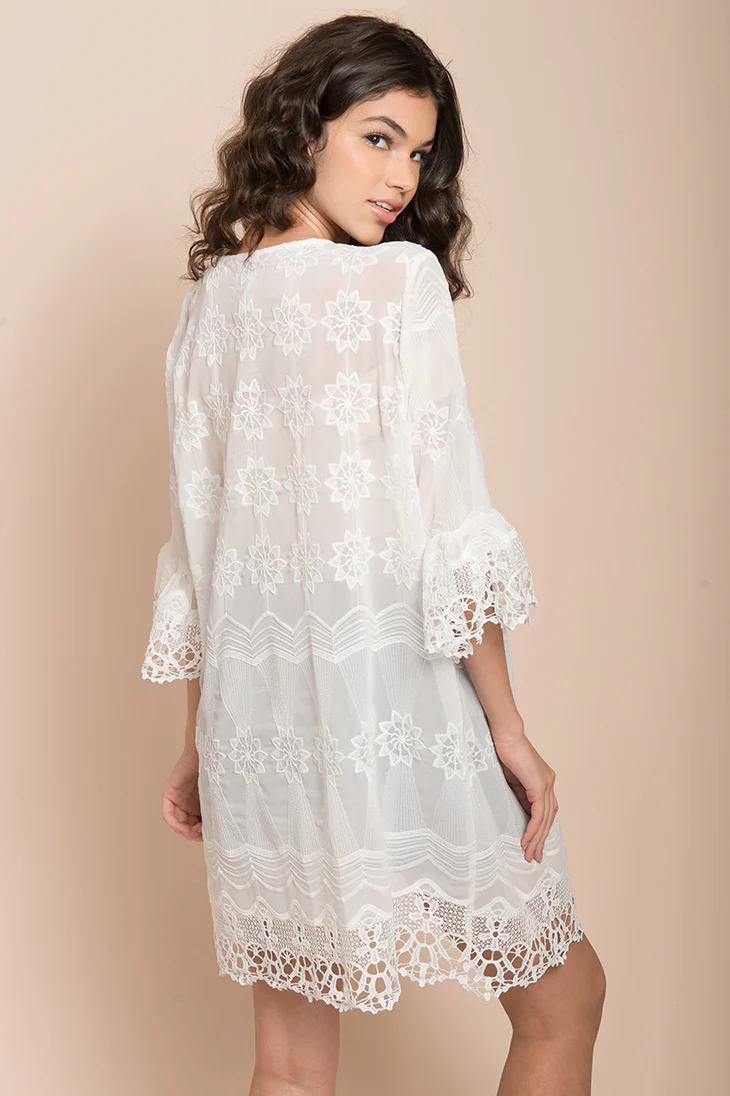 Laurie Floral Cardigan White - Sonourner