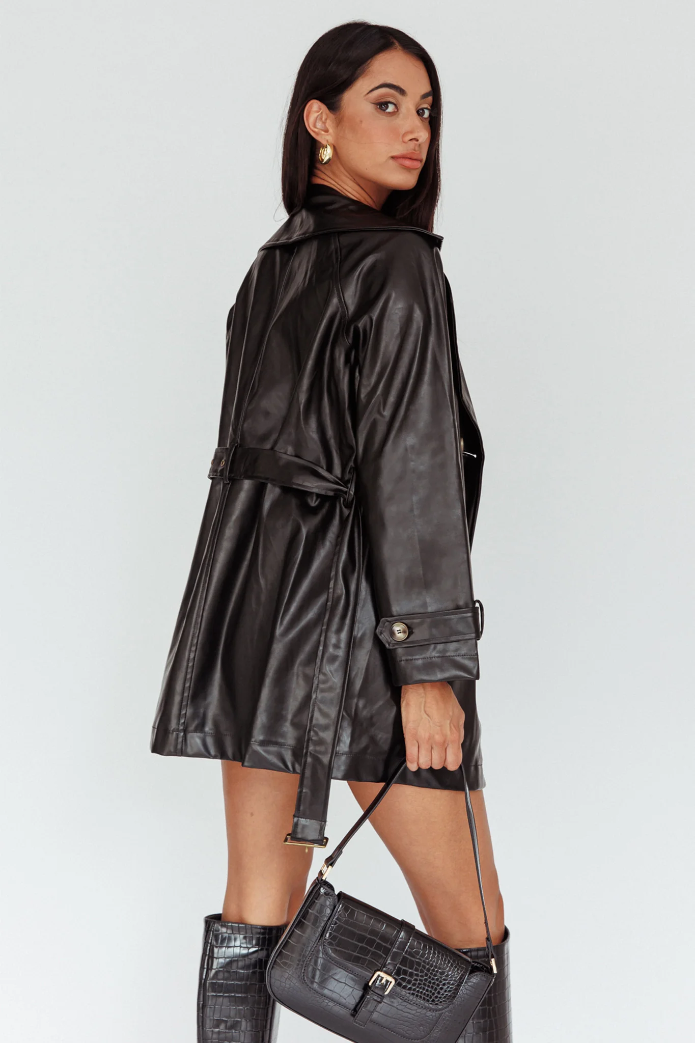 Noa Faux Leather Belted Jacket Black - Sonourner