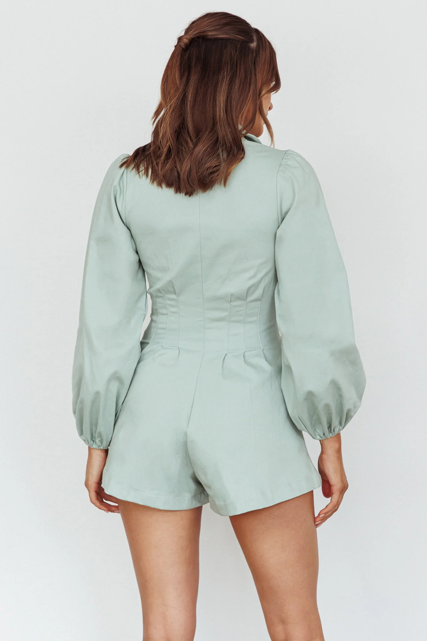 Zurich Pleated Waist Romper Sage - Sonourner