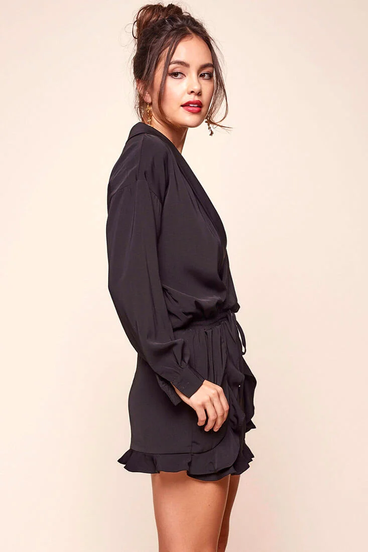 Hayley Classy Tuxedo Romper Black - Sonourner