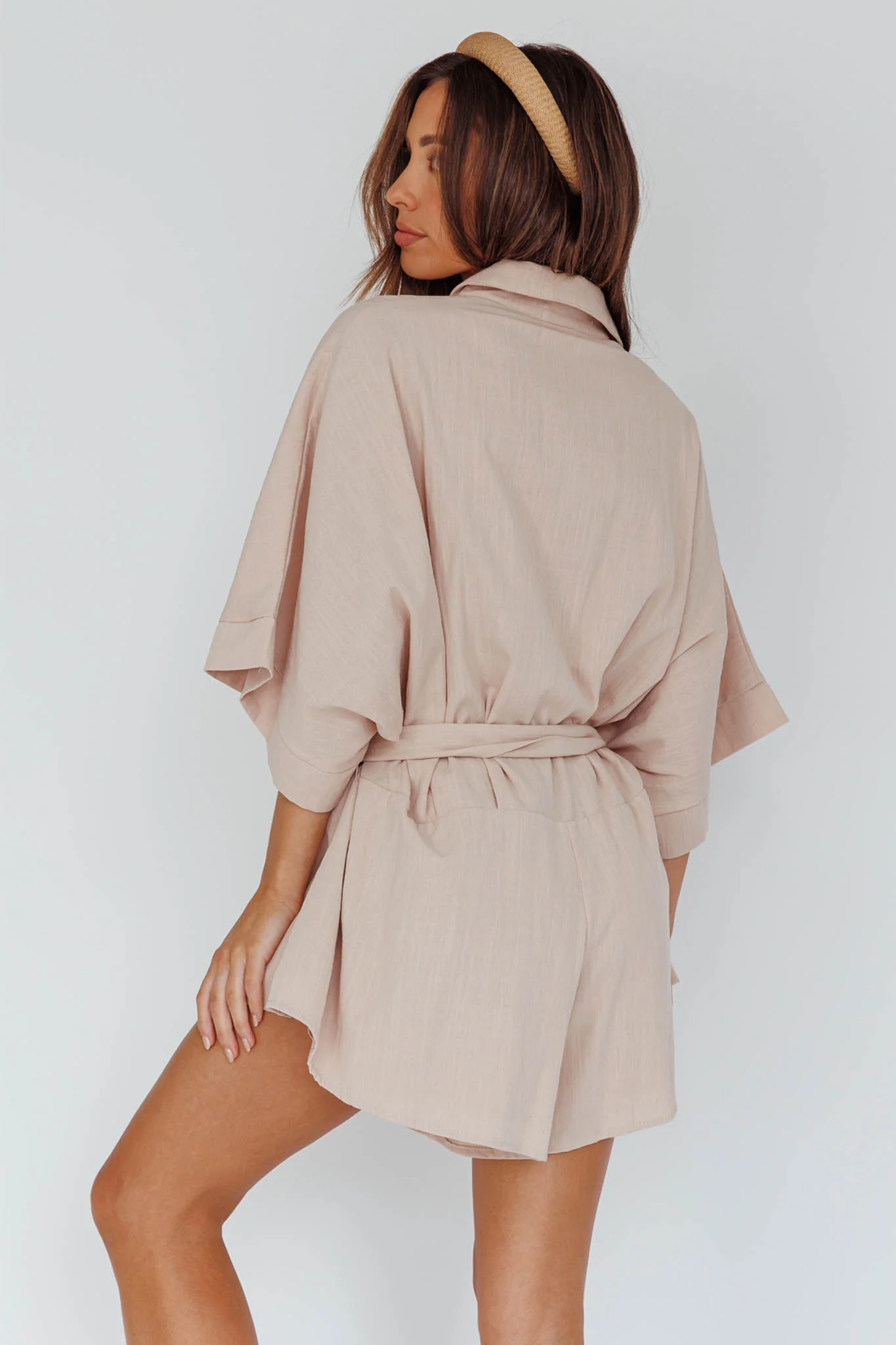 Daytona Beach Button-Up Romper Sand - Sonourner