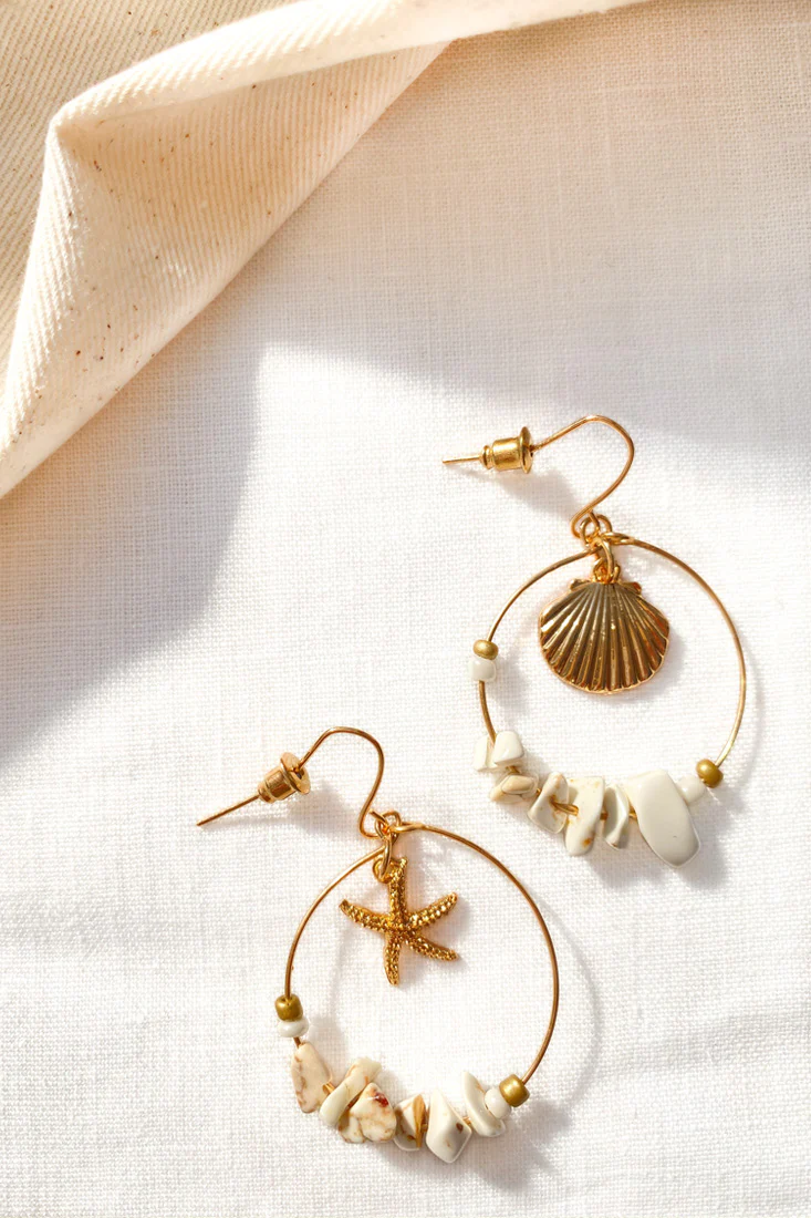 Sirena Gold & Shell Hook Earrings - Sonourner