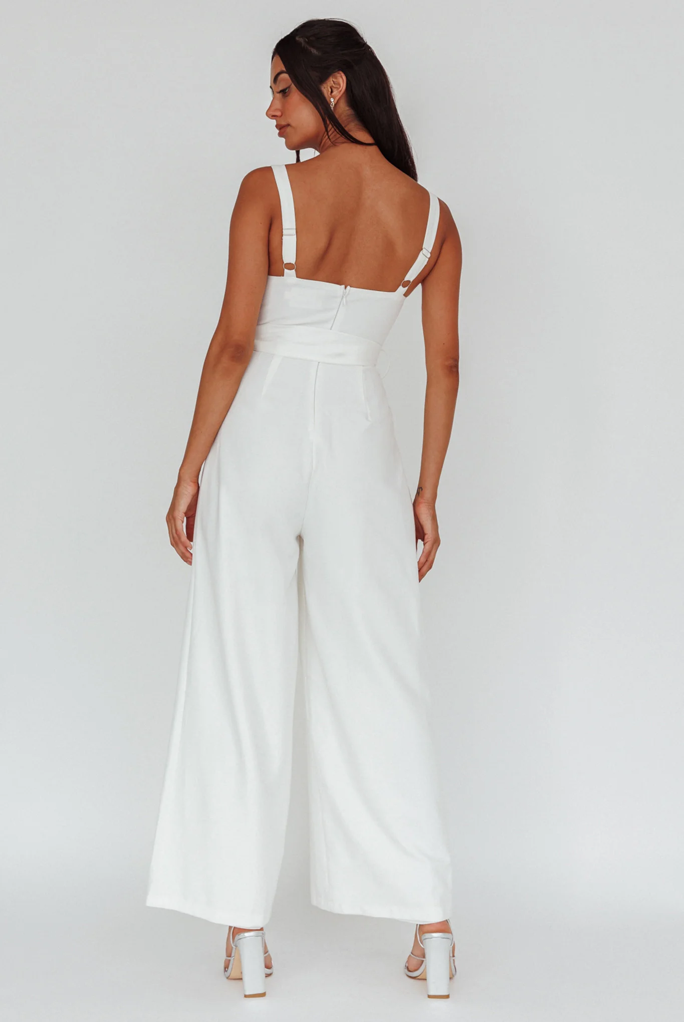 Colleen Waist Tie Jumpsuit White - Sonourner