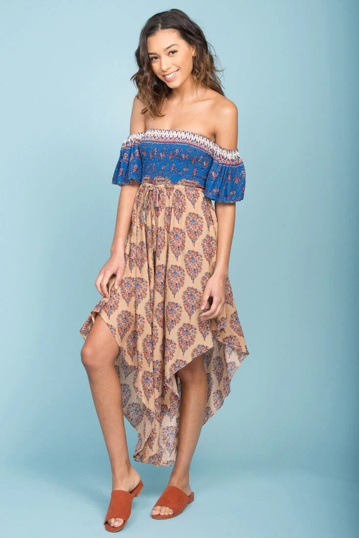 Brooke Off The Shoulder Maxi Romper Tan - Sonourner