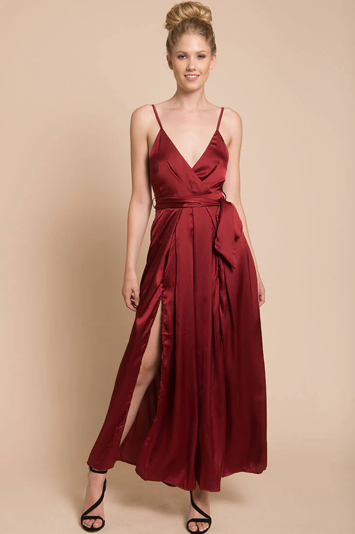 Ella Open Back Jumpsuit Burgundy - Sonourner