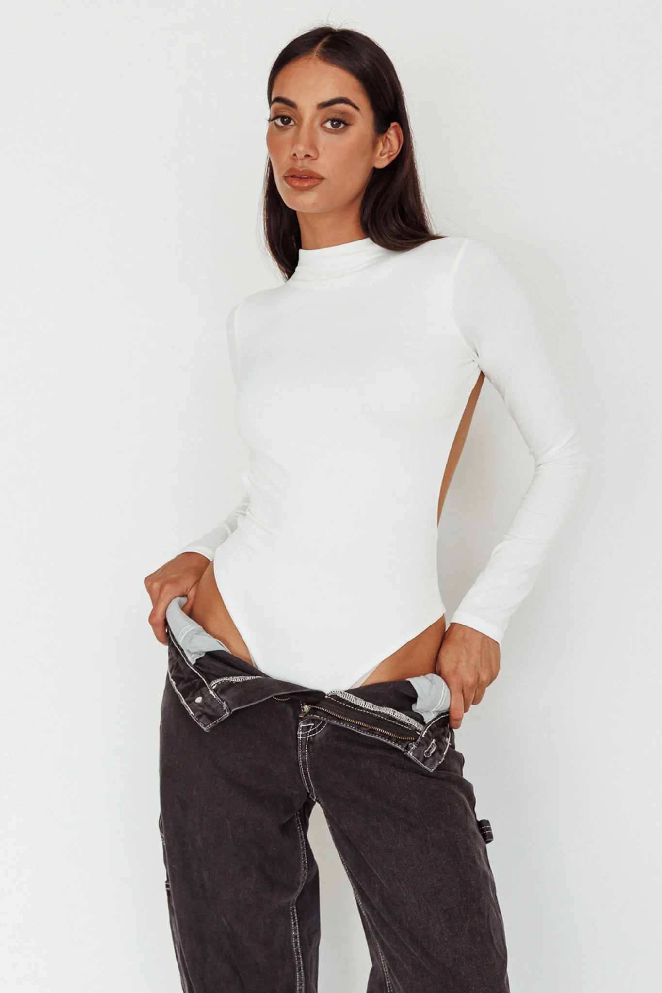 Remy Open Back Bodysuit Off White - Sonourner