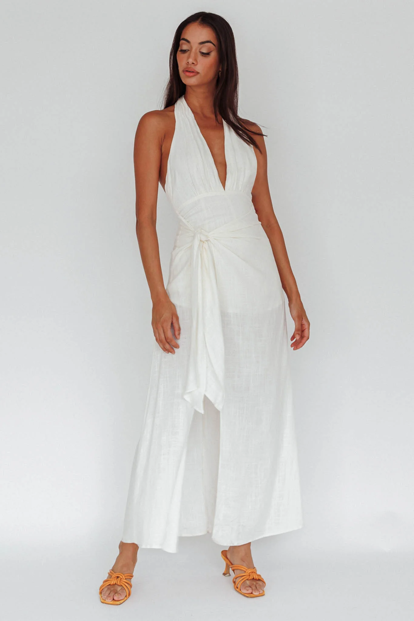 La Habra Halterneck Romper White - Sonourner