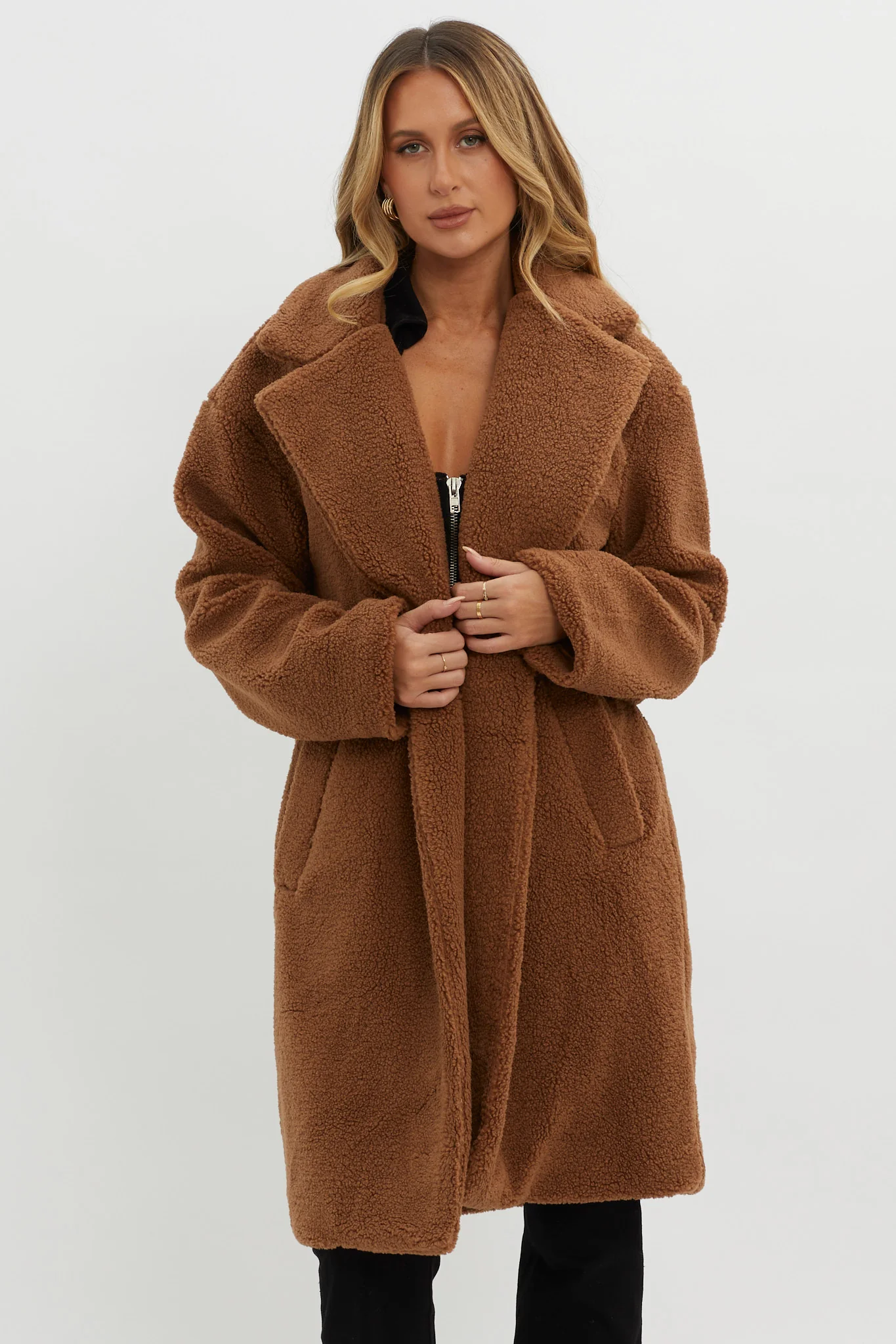 Alaska Long Side Pocket Coat Mocha - Sonourner