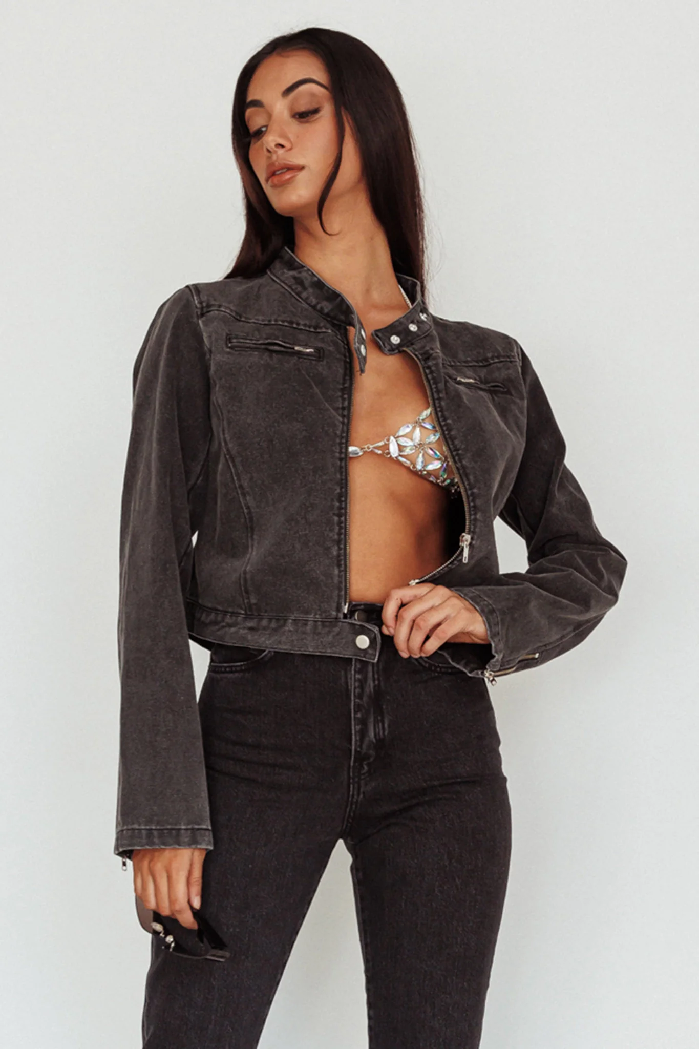 Girona Zipper Jacket Black Denim - Sonourner