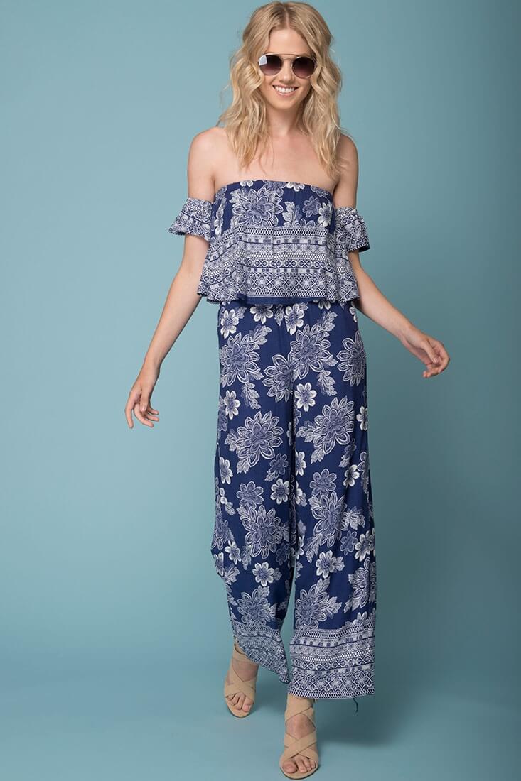 Clover Boho Floral Print Jumpsuit - Sonourner