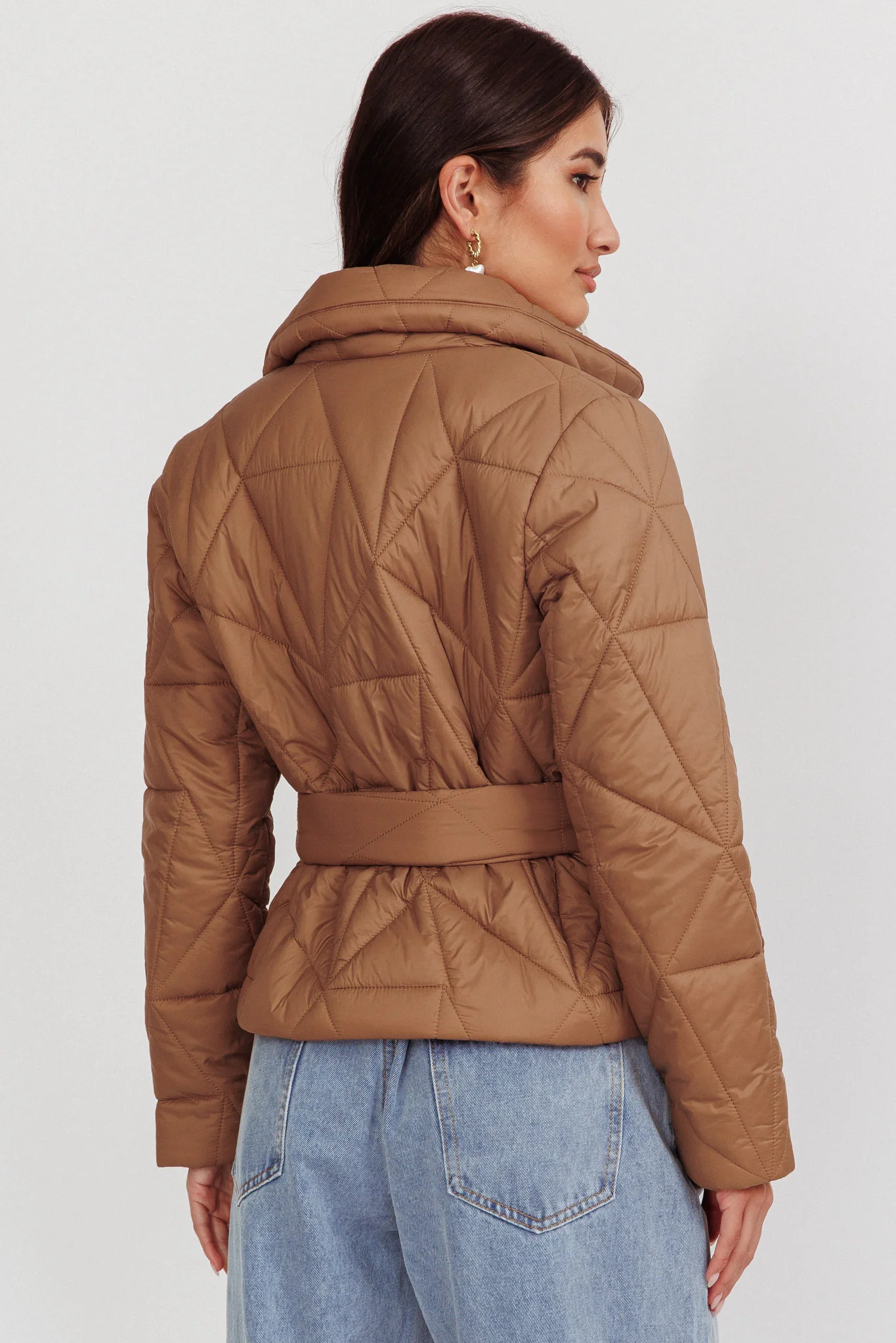 Kiersten Waist Tie Puffer Jacket Mocha - Sonourner