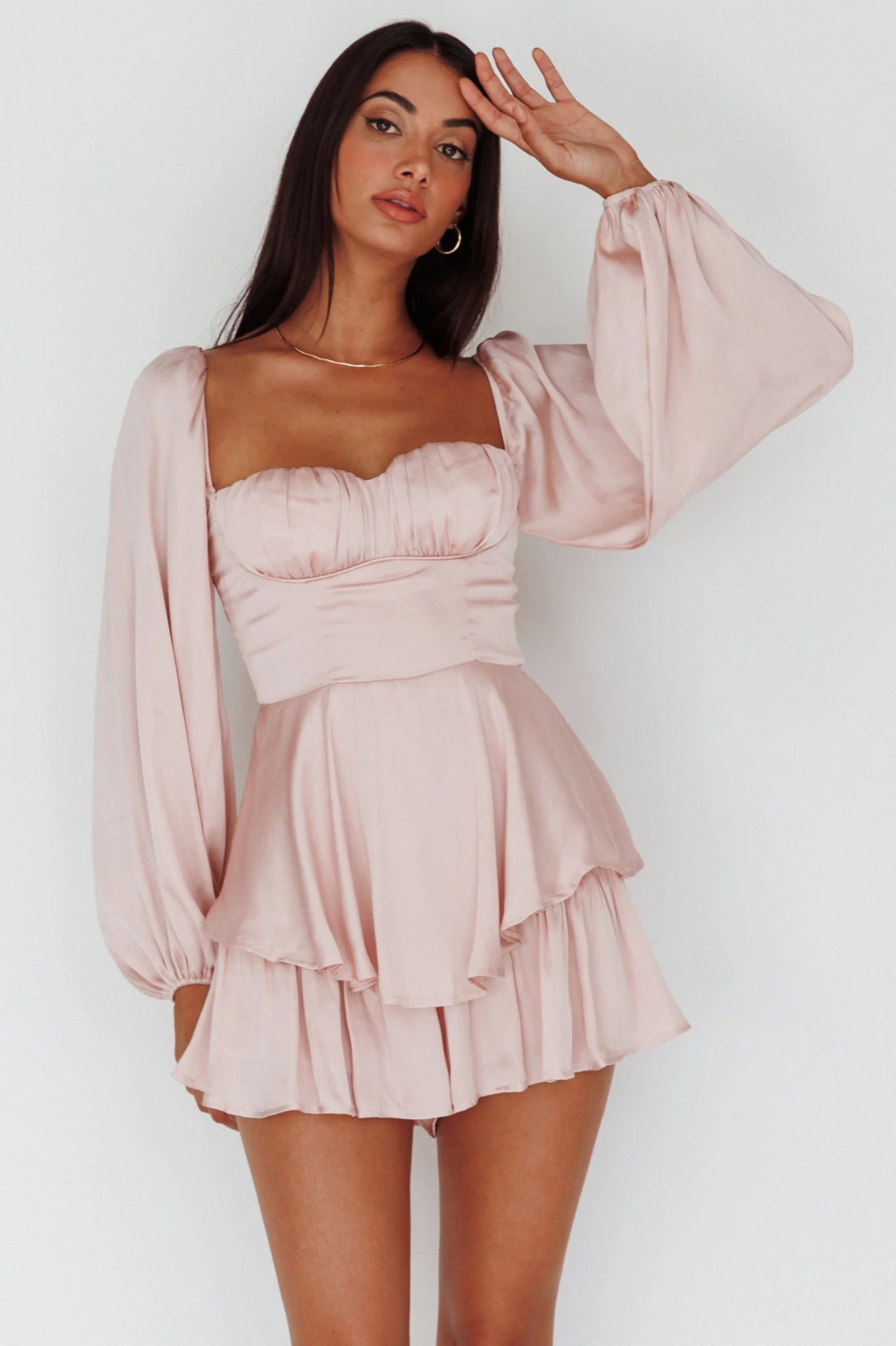 New Light Balloon Sleeve Romper Blush - Sonourner