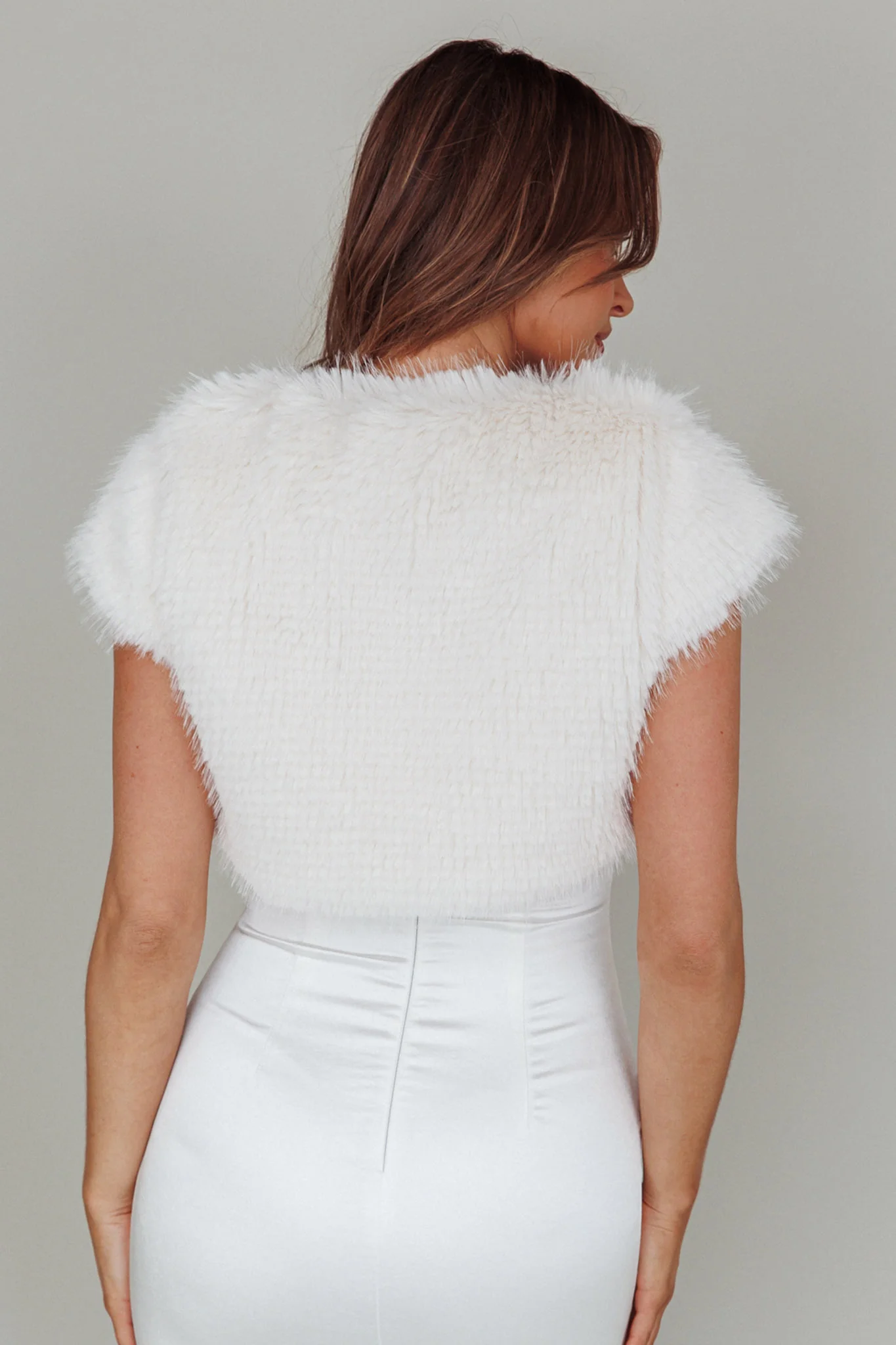 Sophi Short Sleeve Fur Jacket Cream - Sonourner