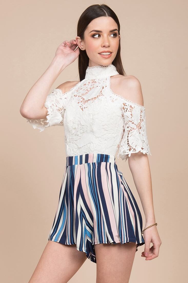 Alia Halter Top Romper White - Sonourner