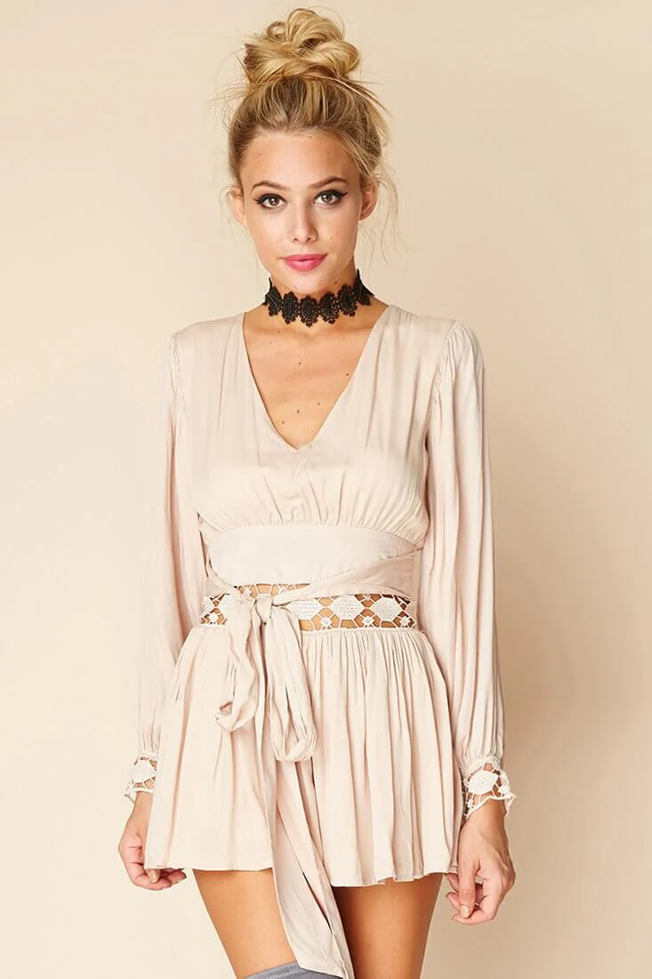 Samantha Boho Romper Beige - Sonourner