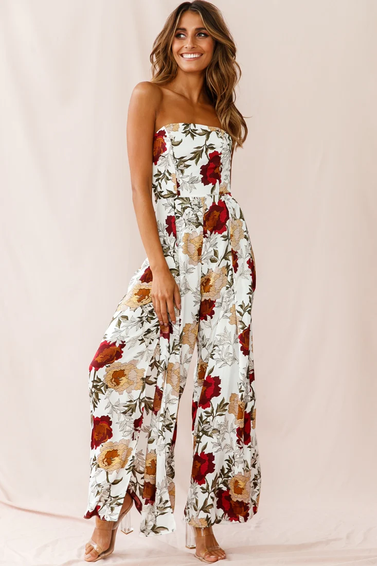 Yuzu Wide Leg Bandeau Jumpsuit White - Sonourner