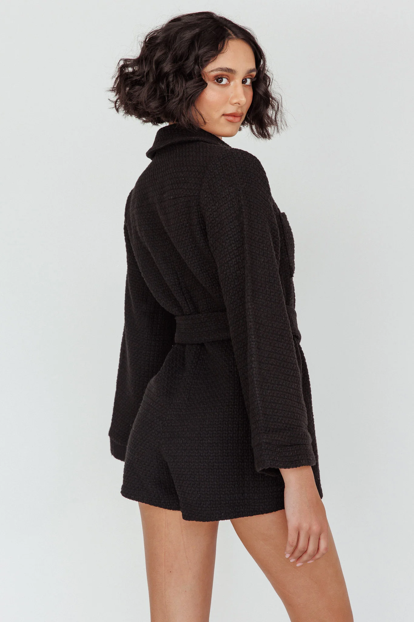 Cy Long Sleeve Knit Romper Black - Sonourner