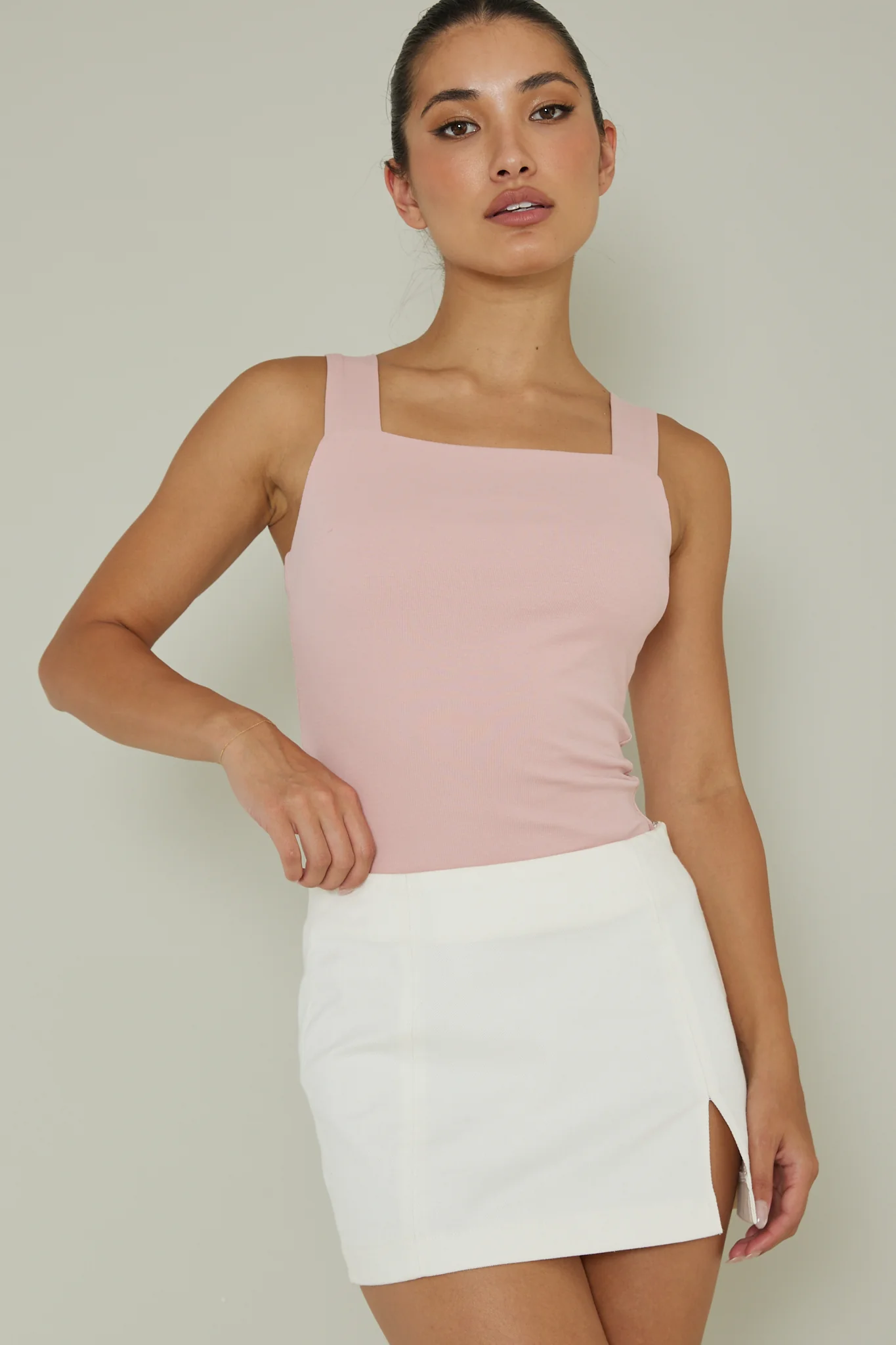 High Time Square Neckline Leotard Blush - Sonourner