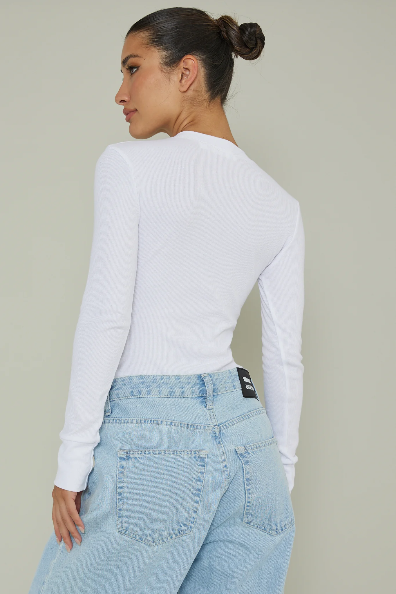 Henley Snap Front Bodysuit White - Sonourner